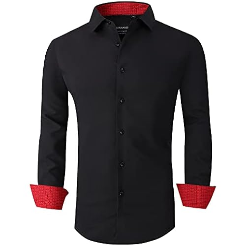 Alex Vando Mens Regular Fit Long Sleeve Stretch Dress Shirts