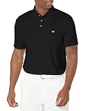 Jack Nicklaus Men's Short Sleeve Solid Textured Polo Shirt, Caviar, Small