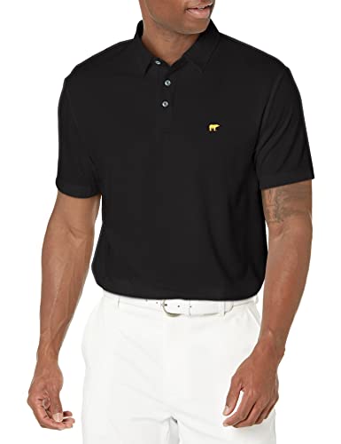 Jack Nicklaus Men's Short Sleeve Solid Textured Polo Shirt, Caviar, Small #TOP15
