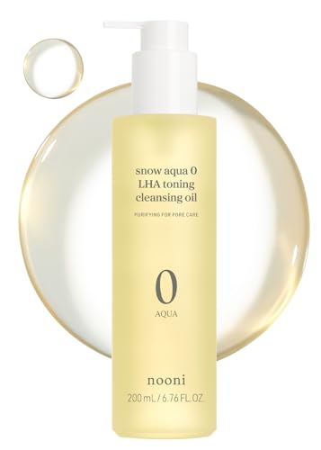 NOONI Korean Facial Oil Cleanser - Snow Aqua 0 LHA Toning Cleansing Oil | Makeup Cleansing, Double Cleansing, Blackhead Control, Pore Cleansing Oil for Face, 200ml, 6.76 Fl. Oz.