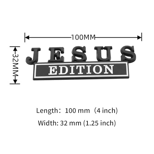 Image of 1pc 3D Raised Letter Jesus Edition Emblem Car Decal - Metal Sticker for Vehicles, Trucks, Motorcycles, SUV - Durable Door Tailgate Bumper Badge Auto Decoration (Black and White)