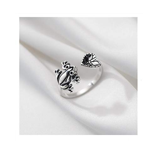 QAVILFLY Anillos abiertos de plata de ley auténtica con diseño de rana para mujer y niña, diseño vintage de plata de ley Cover