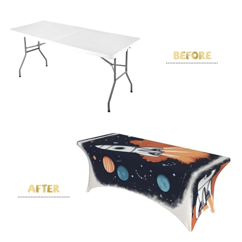 Nappe rectangulaire extensible espace et fusée lavable d'un coup d'éponge - 5