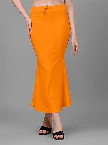 Image of Women's Saree Shapewear Petticoat, Cotton Blend Stretchable Mermaid Skirt, High Waist Tummy Control, Smooth Curve Fit with Adjustable Drawstring