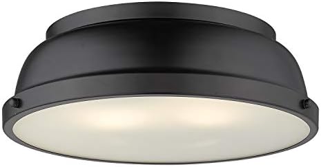 Golden Lighting 3602-14 BLK Duncan Flush Mount, Matte Black with Matte Black Shade