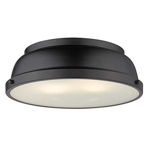 Golden Lighting 3602-14 Blk Duncan Flush Mount, Matte Black With Matte Black Shade #TOP3