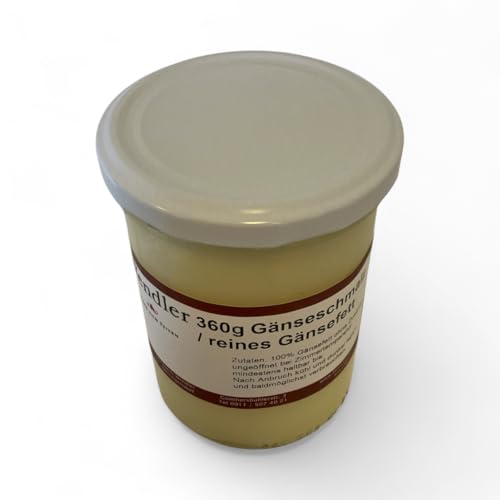 Gänsefett/Gänseschmalz im Glas ungewürzt (360g) hausgemacht in der fränkischen Handwerksmetzgerei