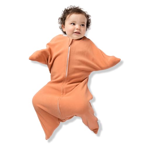 Image of SleepingBaby Zipadee-Zip Fleece Transition Swaddle - Arms-Out Wearable Blanket for Baby Sleep, Soft Breathable Fleece 0.8 TOG - Spice, Large (12-24 Month)