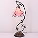 WERFACTORY Tiffany Lamp Pink Stained Glass Table Lamp, Metal Leaf Table Desk Reading Light 8X10X21 Inches Decor Small Space Bedroom Home Office S701 Series