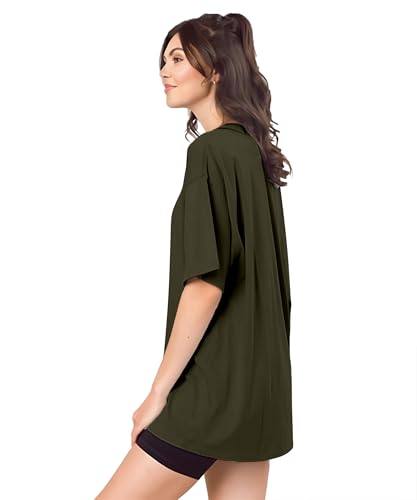 Image of SHODOX Bio-Washed Anti Bacterial 100% Pure Cotton Women's Oversized Aesthetic Premium Printed T-Shirt | Cozy Soft, Less Wrinkles Loose Fit, Drop Shoulder, Korean Baggy Style Tees for Girls