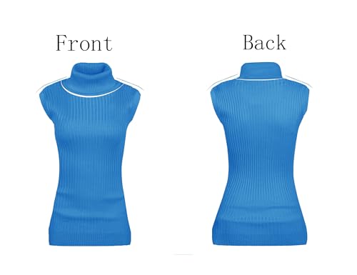 Image of v28 Women Sleeveless High Neck Turtleneck Stretchable Knit Sweater Top