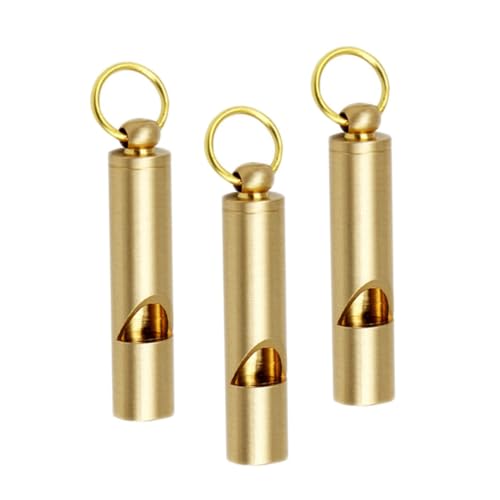 POPETPOP 3pcs Whistle Pendant Whistles Sports Matches Keychain Whistle Metal Whistle Camp Whistle First Aid Whistle Emergency Whistle Outdoor Using Whistle Retro Whistle Golden Copper