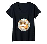 Photo Gallery donna kawaii corgi donut anime lover otaku maglietta con collo a v Photo Gallery donna kawaii corgi donut anime lover otaku maglietta con collo a v