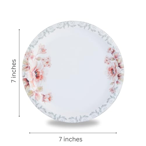 Image of Melamine Quarter Plates | Round Half Plate | Microwave Safe | Break Resistant | Plates for Snacks, Lunch, Dinner | Plates for home, Office, Restaurant | Set of 6 | 7 Inch's (Lily mat finish)