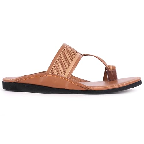 Image of CANVI Stylish Fancy & Comfortable Men's Kolhapuri Chappal Sandal Slipper for Men Stylish Faux Leather Men's Kolhapuri Slippers Thong Sandals for Men Stylish & Comfortable