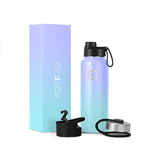 Image of IRON FLASK Camping & Hiking Hydration Flask with Spout, Wide Mouth Insulated Stainless Steel Sports Water Bottle - 40 oz Cotton Candy
