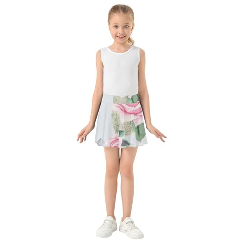 Athletic Shorts Girls Skorts Tennis Skirts Toddler Running Cheer Skirt Soft Pink Watercolor Roses 3t3