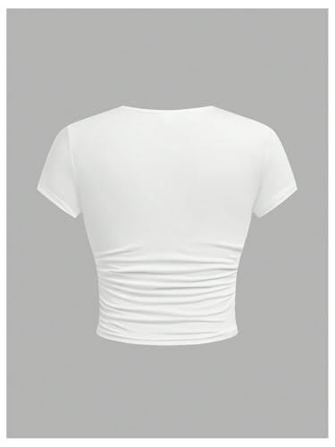 Image of SOLY HUX Girl's Basic Crop Top Set Crew Neck Short Sleeve T-Shirts 3 Packs Casual Summer Fitted Tees