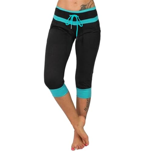 EQWIGKEIT Pantalones deportivos para mujer 3/4 con bolsillos, pantalones cortos ligeros y cómodos, pantalones capri, pantalones casuales, pantalones cortos de verano, transpirables, hasta la rodilla