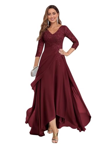 Lace Applique Mother of The Bride Dresses Chiffon Formal Evening Dresses for Women