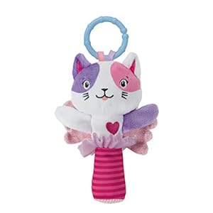 Clementoni 17653 Lovely Cat Rattle-Toddler Plush, Early Years, Infant, New Born Soft Toys Gift, 100% Washable, Multicoloured, Medio