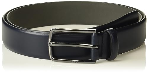 BOSS Men's Chuck Shiny Leather Belt with Branded Metal Frame