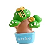 Guaber Resine Cartoon Ricchezza Simbolo Pianta In Vaso Figurine Accento Decorativo Per Scrivania Librerie O Aree di Lavoro Decorazione Cartoon Soldi Pianta Desktop Ornamento