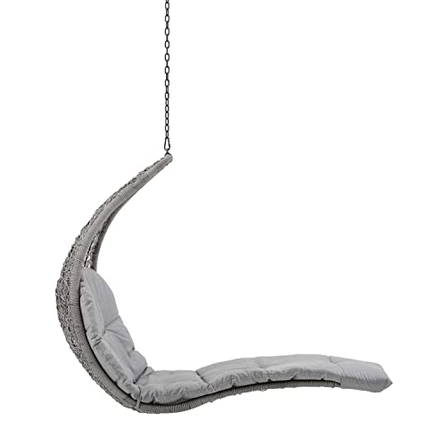 Modway Landscape Wicker Rattan Outdoor Patio Porch Chaise Lounge Hanging Swing Chair, Light Gray Gray #TOP1