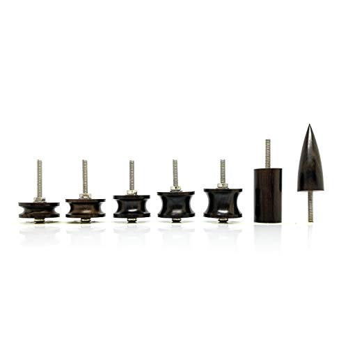 Citian 7pcs Black Ebony Wood Leather Burnisher
