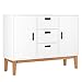 Produktbild HOMECHO Sideboard weiß Küchenschrank Buffetschrank mit 2 Türen und 3 Schubkasten Anrichte Beistellschrank Kommode Schrank 100x75,5x33cm(B x H x T)