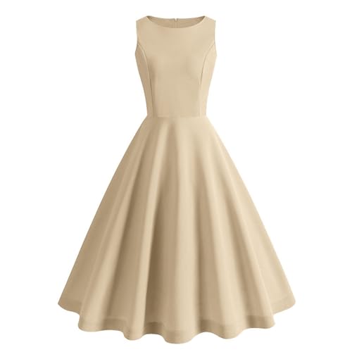 60er Jahre Outfit Damen Abendkleid Elegant Freizeitkleider 50er Ärmellos Neckholder Polka Dots Rockabilly Vintage Cocktailkleid A Linie Midilang...