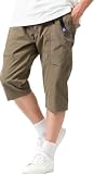[ジェリー] カーゴパンツ メンズ 7分丈 ストレッチ 撥水 UVカット ワークパンツ アウトドア キャンプ 登山 釣り ベージュ M