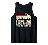 i know i play like a girl divertente retro cornhole giocatore canotta