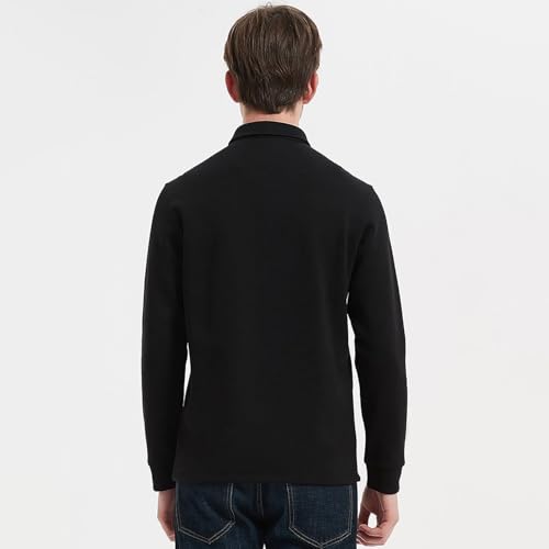 Men's Casual and Comfortable Solid Color Lapel Long Sleeve Polo Shirt, Cardigan Men3