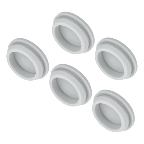 Image of MECCANIXITY 5pcs Silicone Snap in Locking Hole Plugs,29mm /1.1 Inch Mounting Diameter Narrow Groove Width 2.5mm Panel Seal Cover Round for Kitchen Bulkheads Waterproof Sealing Plugs Grey