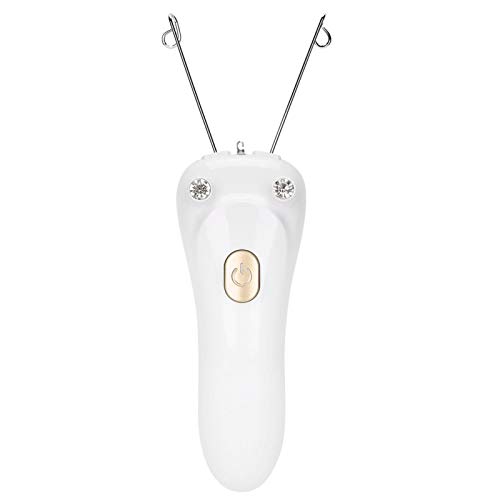 Depiladora Facial eléctrico, Depiladora de hilo de algodón para mujeres con carga USB, removedor de vello con enhebrador físico para uso facial, brazo y pierna (Oro)