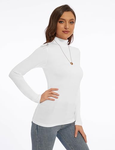 Mock Turtle Neck Long Sleeve Pullover High Neck Undershirt Slim Fit Basic Casual Tee Tops4