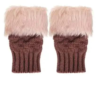 Women Fingerless Gloves Mitten Winter Warmer Faux Fur Knitted Gloves Hand Warmer-image-15