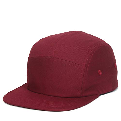 Image of 5 Panels Baseball Cap Classic Flat Bill Hat Cotton Short Flat Brim Caps