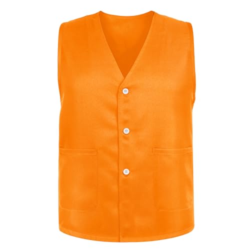 TopTie Volunteer Activity Vest Waiter Uniform Button Vest Sleeveless Unlined Waistcoat with Pockets4