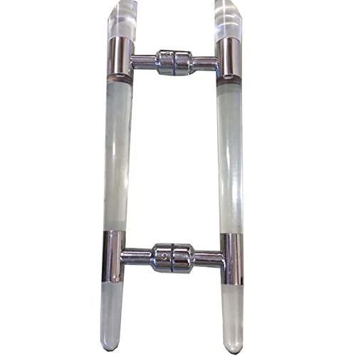 Manija de la Puerta de Granero Doble cara Acrílico transparente manija de la puerta 30/41/47/53cm, forma de h Manija de puerta corredera con accesorios para puerta de vidrio/madera Interno externo Cover