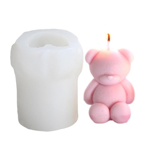 Chaies Formas de oso - Forma de vela de oso en 3D, forma adorable de oso, molde de silicona para fondant, chocolate, decoración de tartas, velas, jabón, yeso, resina sintética