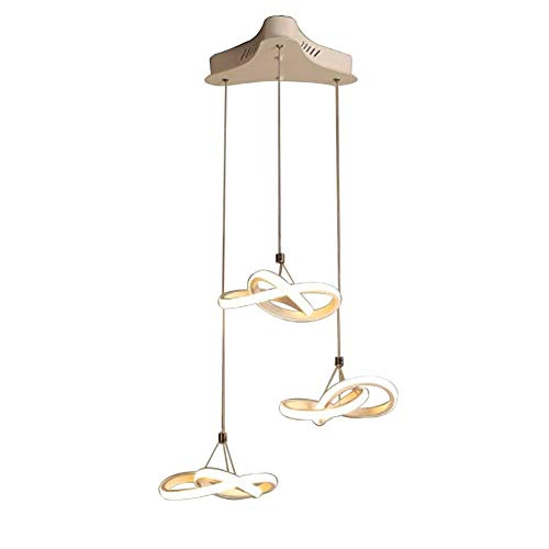 Lustre moderne blanc pour salon cuisine chambre suspension LED 42W dimmable télécommande