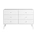 Prepac Milo Mid-Century Modern 6 Drawer Double Dresser for Bedroom, Wide Chest of Drawers, Contemporary Bedroom Furniture, 16.75