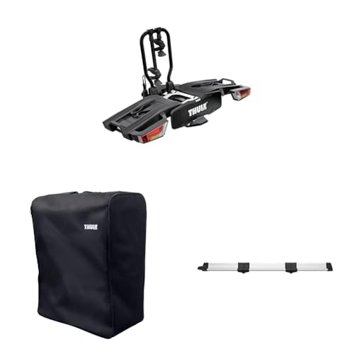 Thule Easyfold XT Portabicicletas engache de Remolque para 2 Bicicletas Negro con Bolsa de Transporte y rampa de Carga