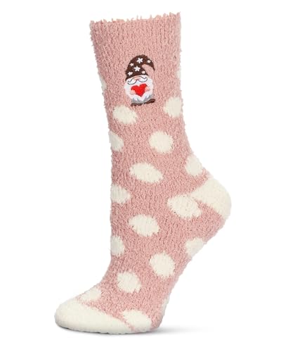 MeMoi Polka Dot Gnome Embroidery Cozy Crew Socks