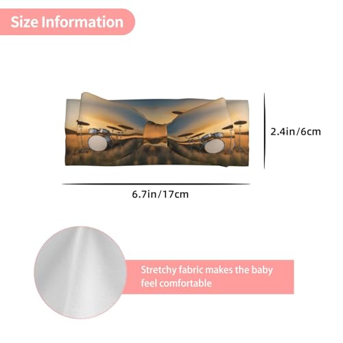 Music Drum in Field Picture Baby Bow Headband Stretchy and Soft for Newborns, Infants, Toddlers, and Kids Girls3