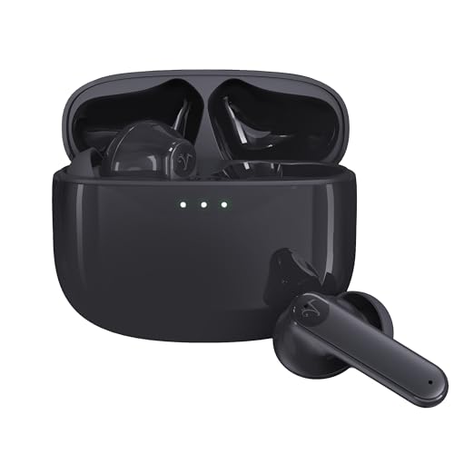 Image of Soundwave A1 Plus (2025 Edition) Active Noise Cancelling Earbuds, 6 Mics, 48H Total Playtime, 15 Mins = 6 Hours Playtime - Black