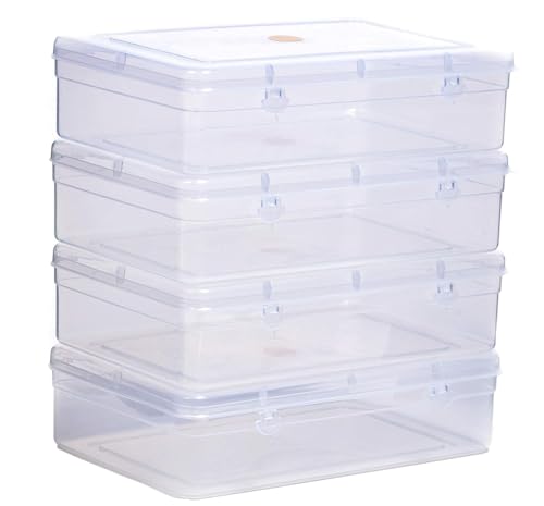 Image of Chetan Clear Plastic Medium Storage Boxes Size 24 X 16 X 6 Cm (Set of 4) Rectangular