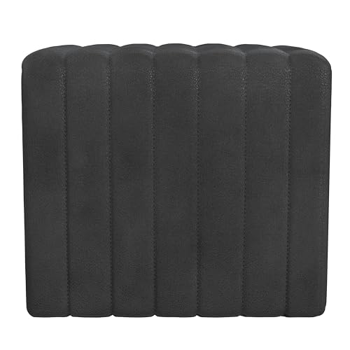 Image of HomePop 19 inch Modern Channel Tufted Ottoman - Black Faux Leather